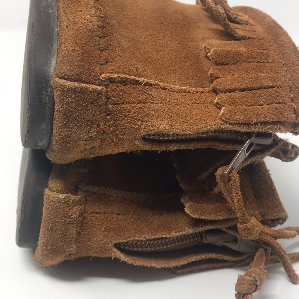 Minnetonka sz 2 low shoe boot leather moccasins - Picture 5 of 10